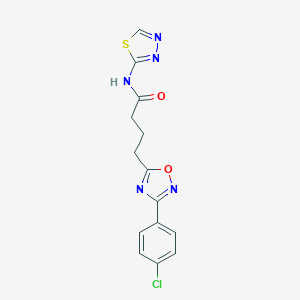 molecular formula C14H12ClN5O2S B277403 4-[3-(4-chlorophenyl)-1,2,4-oxadiazol-5-yl]-N-1,3,4-thiadiazol-2-ylbutanamide 