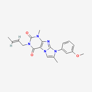 molecular formula C20H21N5O3 B2774031 (E)-3-(but-2-en-1-yl)-8-(3-methoxyphenyl)-1,7-dimethyl-1H-imidazo[2,1-f]purine-2,4(3H,8H)-dione CAS No. 946361-04-2