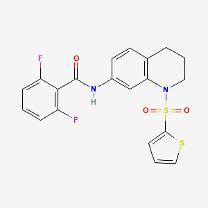 molecular formula C20H16F2N2O3S2 B2774035 2,6-difluoro-N-(1-(thiophen-2-ylsulfonyl)-1,2,3,4-tetrahydroquinolin-7-yl)benzamide CAS No. 898447-84-2