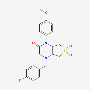 molecular formula C20H21FN2O4S B2774041 4-(4-氟苯甲基)-1-(4-甲氧基苯基)六氢噻吩[3,4-b]吡嗪-2(1H)-酮-6,6-二氧化物 CAS No. 1049535-98-9