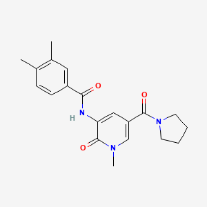 molecular formula C20H23N3O3 B2774050 3,4-dimethyl-N-(1-methyl-2-oxo-5-(pyrrolidine-1-carbonyl)-1,2-dihydropyridin-3-yl)benzamide CAS No. 1207036-44-9