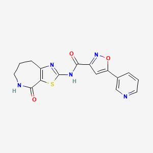 molecular formula C16H13N5O3S B2774053 N-(4-oxo-5,6,7,8-tetrahydro-4H-thiazolo[5,4-c]azepin-2-yl)-5-(pyridin-3-yl)isoxazole-3-carboxamide CAS No. 1797027-73-6