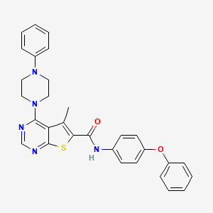 molecular formula C30H27N5O2S B2774061 5-methyl-N-(4-phenoxyphenyl)-4-(4-phenylpiperazin-1-yl)thieno[2,3-d]pyrimidine-6-carboxamide CAS No. 452087-87-5
