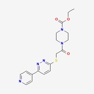 molecular formula C18H21N5O3S B2774063 乙酸-4-(2-(6-吡啶-4-基吡啶并[3,4-d]嘧啶-3-基)硫代乙酰基)哌嗪-1-羧酸酯 CAS No. 894000-99-8
