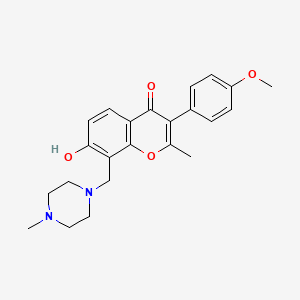 molecular formula C23H26N2O4 B2774065 7-hydroxy-3-(4-methoxyphenyl)-2-methyl-8-((4-methylpiperazin-1-yl)methyl)-4H-chromen-4-one CAS No. 637747-33-2