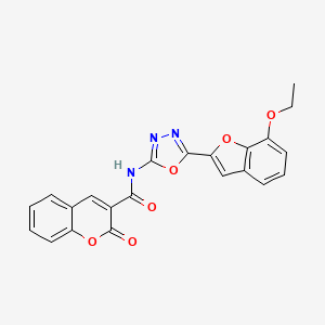 N-(5-(7-ethoxybenzofuran-2-yl)-1,3,4-oxadiazol-2-yl)-2-oxo-2H-chromene-3-carboxamide
