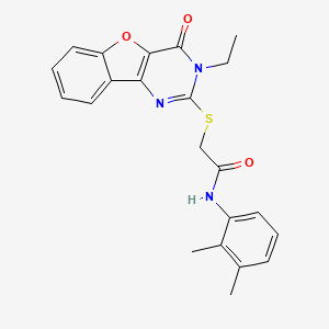 molecular formula C22H21N3O3S B2774081 N-(2,3-dimethylphenyl)-2-[(3-ethyl-4-oxo-3,4-dihydro[1]benzofuro[3,2-d]pyrimidin-2-yl)sulfanyl]acetamide CAS No. 899742-27-9