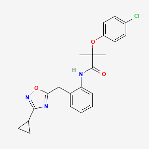 2-(4-chlorophenoxy)-N-(2-((3-cyclopropyl-1,2,4-oxadiazol-5-yl)methyl)phenyl)-2-methylpropanamide