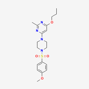molecular formula C19H26N4O4S B2774088 4-(4-((4-甲氧基苯基磺酰)哌嗪-1-基)-2-甲基-6-丙氧基嘧啶 CAS No. 946271-70-1