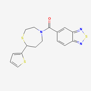 molecular formula C16H15N3OS3 B2774089 苯并[c][1,2,5]噻二唑-5-基(7-(噻吩-2-基)-1,4-噻二氮杂环庚烷-4-基)甲酮 CAS No. 1704559-74-9