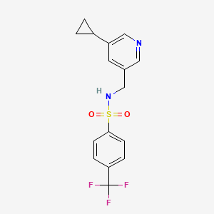 molecular formula C16H15F3N2O2S B2774094 N-((5-cyclopropylpyridin-3-yl)methyl)-4-(trifluoromethyl)benzenesulfonamide CAS No. 2034540-18-4