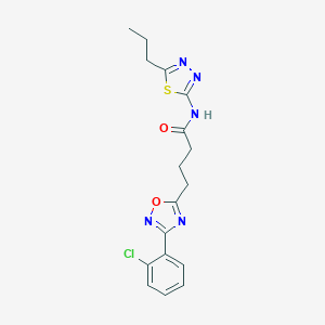 molecular formula C17H18ClN5O2S B277411 4-[3-(2-chlorophenyl)-1,2,4-oxadiazol-5-yl]-N-(5-propyl-1,3,4-thiadiazol-2-yl)butanamide 