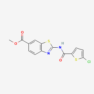 molecular formula C14H9ClN2O3S2 B2774133 甲基-2-(5-氯噻吩-2-羧酰氨基)苯并[2,3-d]噁唑-6-羧酸乙酯 CAS No. 888409-20-9