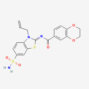 (Z)-N-(3-allyl-6-sulfamoylbenzo[d]thiazol-2(3H)-ylidene)-2,3-dihydrobenzo[b][1,4]dioxine-6-carboxamide