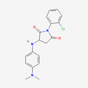 molecular formula C18H18ClN3O2 B2774136 1-(2-Chlorophenyl)-3-((4-(dimethylamino)phenyl)amino)pyrrolidine-2,5-dione CAS No. 1025396-09-1