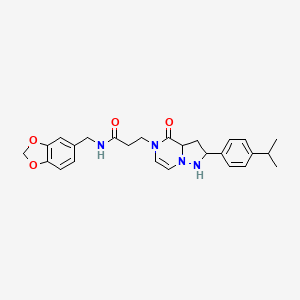 molecular formula C26H26N4O4 B2774138 N-[(2H-1,3-苯并二噁烯-5-基)甲基]-3-{4-氧代-2-[4-(异丙基)苯基]-4H,5H-咔唑并[1,5-a]咔唑-5-基}丙酰胺 CAS No. 1326870-80-7