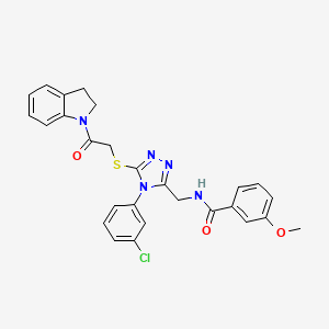 molecular formula C27H24ClN5O3S B2774144 N-[[4-(3-chlorophenyl)-5-[2-(2,3-dihydroindol-1-yl)-2-oxoethyl]sulfanyl-1,2,4-triazol-3-yl]methyl]-3-methoxybenzamide CAS No. 391918-49-3