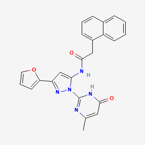 N-(3-(Furan-2-yl)-1-(4-methyl-6-oxo-1,6-dihydropyrimidin-2-yl)-1H-pyrazol-5-yl)-2-(naphthalen-1-yl)acetamide