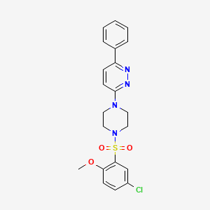 molecular formula C21H21ClN4O3S B2774155 3-(4-((5-氯-2-甲氧基苯基)磺酰)哌嗪-1-基)-6-苯基吡啶并 CAS No. 1021035-92-6