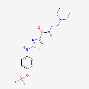 molecular formula C17H21F3N4O2S B2774156 N-(2-(二乙基氨基)乙基)-2-((4-(三氟甲氧基)苯基)氨基)噻唑-4-羧酰胺 CAS No. 955909-28-1