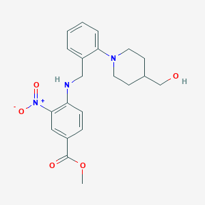 molecular formula C21H25N3O5 B2774161 Methyl 4-({2-[4-(hydroxymethyl)piperidino]benzyl}amino)-3-nitrobenzenecarboxylate CAS No. 860610-85-1