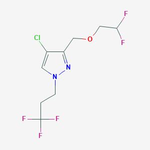 molecular formula C9H10ClF5N2O B2774164 4-chloro-3-[(2,2-difluoroethoxy)methyl]-1-(3,3,3-trifluoropropyl)-1H-pyrazole CAS No. 1856020-91-1