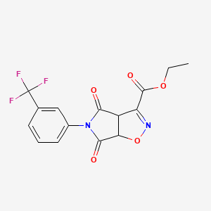 molecular formula C15H11F3N2O5 B2774169 ethyl 4,6-dioxo-5-[3-(trifluoromethyl)phenyl]-4,5,6,6a-tetrahydro-3aH-pyrrolo[3,4-d]isoxazole-3-carboxylate CAS No. 338422-50-7