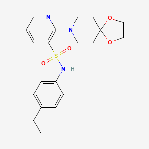 molecular formula C20H25N3O4S B2774174 2-(1,4-二氧代-8-氮杂螺[4.5]癸-8-基)-N-(4-乙基苯基)吡啶-3-磺酰胺 CAS No. 1251591-68-0