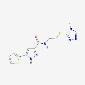 N-(2-((4-methyl-4H-1,2,4-triazol-3-yl)thio)ethyl)-5-(thiophen-2-yl)-1H-pyrazole-3-carboxamide
