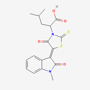 molecular formula C18H18N2O4S2 B2774205 (Z)-4-methyl-2-(5-(1-methyl-2-oxoindolin-3-ylidene)-4-oxo-2-thioxothiazolidin-3-yl)pentanoic acid CAS No. 868142-11-4