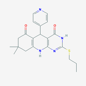 8,8-dimethyl-2-(propylsulfanyl)-5-(pyridin-4-yl)-5,8,9,10-tetrahydropyrimido[4,5-b]quinoline-4,6(3H,7H)-dione