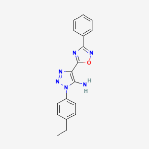 molecular formula C18H16N6O B2774213 1-(4-ethylphenyl)-4-(3-phenyl-1,2,4-oxadiazol-5-yl)-1H-1,2,3-triazol-5-amine CAS No. 892761-27-2