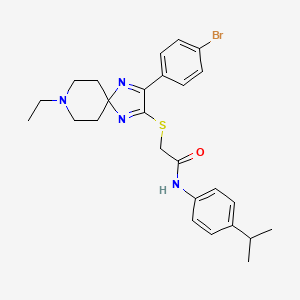 molecular formula C26H31BrN4OS B2774218 2-((3-(4-bromophenyl)-8-ethyl-1,4,8-triazaspiro[4.5]deca-1,3-dien-2-yl)thio)-N-(4-isopropylphenyl)acetamide CAS No. 1215644-70-4