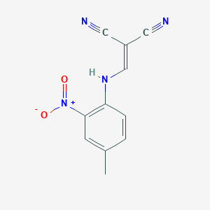 molecular formula C11H8N4O2 B2774220 2-[(4-Methyl-2-nitroanilino)methylene]malononitrile CAS No. 67769-58-8