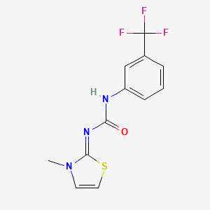 molecular formula C12H10F3N3OS B2774230 N-[3-methyl-1,3-thiazol-2(3H)-yliden]-N'-[3-(trifluoromethyl)phenyl]urea CAS No. 866011-13-4