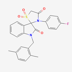 molecular formula C25H21FN2O4S B2774239 1-[(2,5-Dimethylphenyl)methyl]-3'-(4-fluorophenyl)-1,2-dihydrospiro[indole-3,2'-[1lambda6,3]thiazolidine]-1',1',2,4'-tetrone CAS No. 942034-06-2