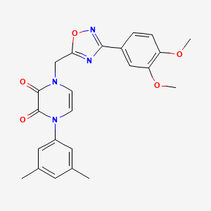 molecular formula C23H22N4O5 B2774242 1-((3-(3,4-dimethoxyphenyl)-1,2,4-oxadiazol-5-yl)methyl)-4-(3,5-dimethylphenyl)pyrazine-2,3(1H,4H)-dione CAS No. 1251592-27-4