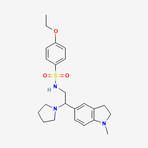 molecular formula C23H31N3O3S B2774255 4-ethoxy-N-(2-(1-methylindolin-5-yl)-2-(pyrrolidin-1-yl)ethyl)benzenesulfonamide CAS No. 946241-59-4