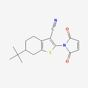 molecular formula C17H18N2O2S B2774268 6-tert-Butyl-2-(2,5-dioxo-2,5-dihydro-1H-pyrrol-1-yl)-4,5,6,7-tetrahydro-1-benzothiophene-3-carbonitrile CAS No. 438532-35-5