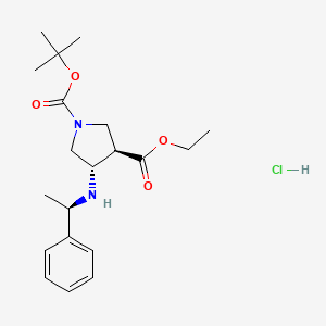 molecular formula C20H31ClN2O4 B2774271 (3R,4S)-1-叔丁基 3-乙基 4-(((R)-1-苯乙基)氨基)吡咯啉-1,3-二羧酸二氢氯化物 CAS No. 267230-41-1