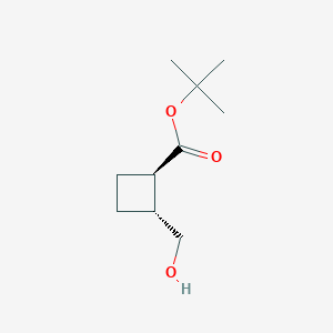molecular formula C10H18O3 B2774272 Tert-butyl (1R,2R)-2-(hydroxymethyl)cyclobutane-1-carboxylate CAS No. 2137914-58-8