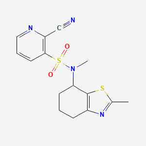 molecular formula C15H16N4O2S2 B2774274 2-cyano-N-methyl-N-(2-methyl-4,5,6,7-tetrahydro-1,3-benzothiazol-7-yl)pyridine-3-sulfonamide CAS No. 1825463-71-5
