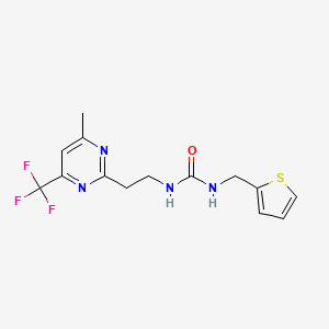 molecular formula C14H15F3N4OS B2774288 1-(2-(4-Methyl-6-(trifluoromethyl)pyrimidin-2-yl)ethyl)-3-(thiophen-2-ylmethyl)urea CAS No. 1396751-99-7