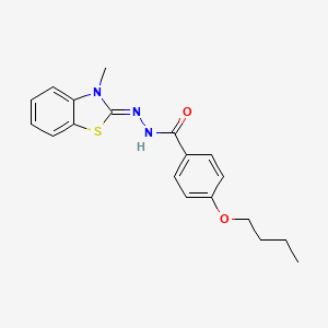 molecular formula C19H21N3O2S B2774296 (Z)-4-丁氧基-N'-(3-甲基苯并[d]噻唑-2(3H)-基亚甲基)苯甲酰肼 CAS No. 301859-13-2