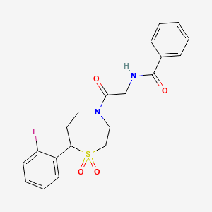 N-(2-(7-(2-fluorophenyl)-1,1-dioxido-1,4-thiazepan-4-yl)-2-oxoethyl)benzamide