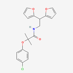 N-[2,2-bis(furan-2-yl)ethyl]-2-(4-chlorophenoxy)-2-methylpropanamide