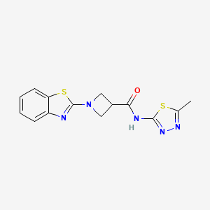 molecular formula C14H13N5OS2 B2774307 1-(benzo[d]thiazol-2-yl)-N-(5-methyl-1,3,4-thiadiazol-2-yl)azetidine-3-carboxamide CAS No. 1286721-88-7