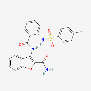 3-[[2-[(4-Methylphenyl)sulfonylamino]benzoyl]amino]-1-benzofuran-2-carboxamide