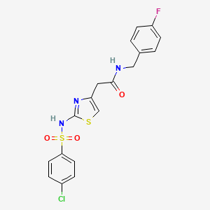 2-(2-(4-chlorophenylsulfonamido)thiazol-4-yl)-N-(4-fluorobenzyl)acetamide