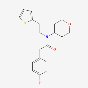 2-(4-fluorophenyl)-N-(tetrahydro-2H-pyran-4-yl)-N-(2-(thiophen-2-yl)ethyl)acetamide